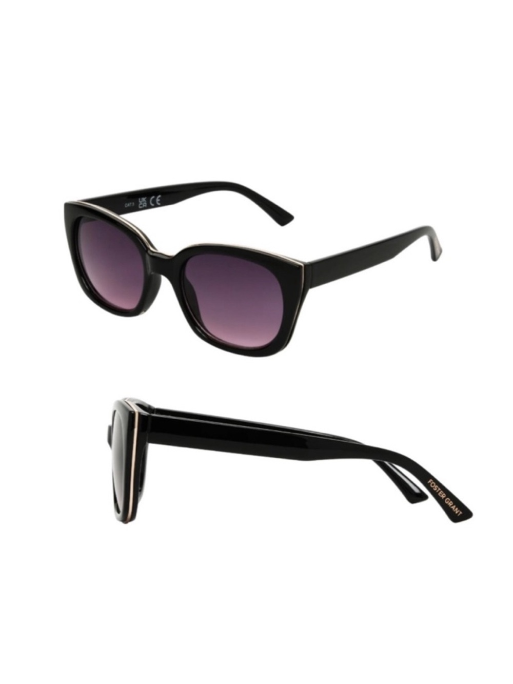 Foster Grant Premium Designer Series Black with Purple Gradient Lenses